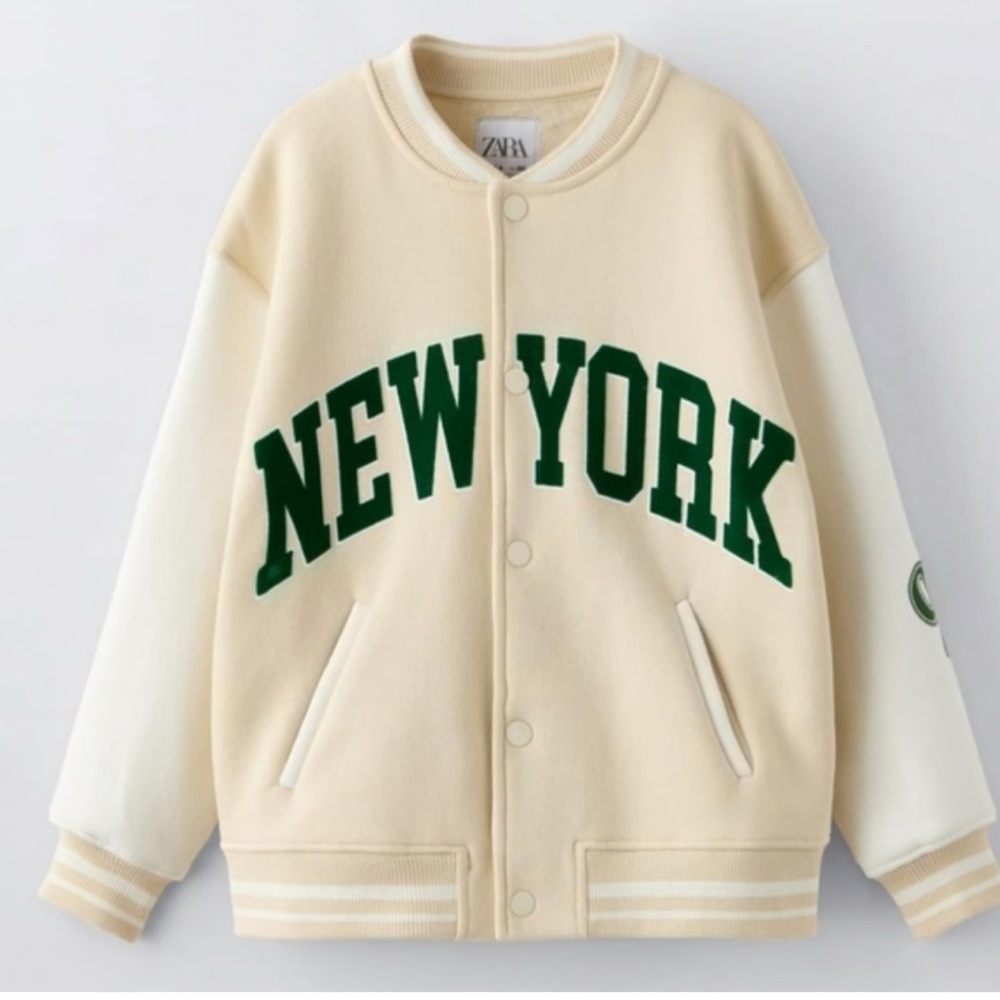 Zara Cream and Green New York Jacket
